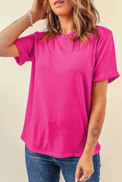 Soft Stretch Blend Crew Neck Short Sleeve Tee