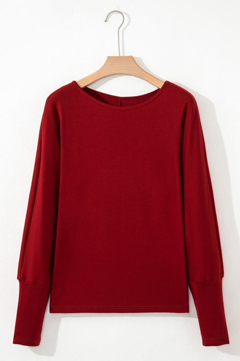 Soft Stretch Blend Extended Cuff Long Sleeve Top
