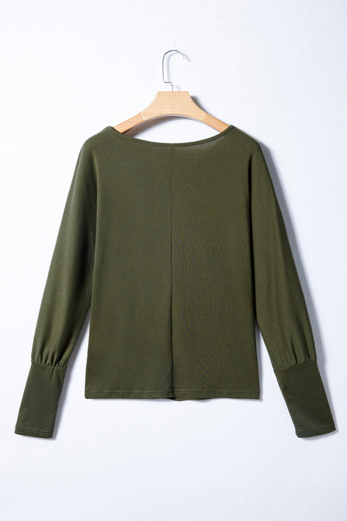 Soft Stretch Blend Extended Cuff Long Sleeve Top