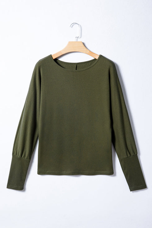 Soft Stretch Blend Extended Cuff Long Sleeve Top