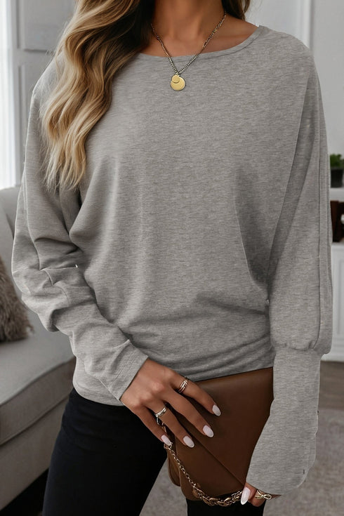 Soft Stretch Blend Extended Cuff Long Sleeve Top
