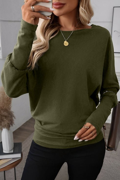 Soft Stretch Blend Extended Cuff Long Sleeve Top