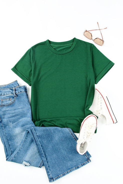 Soft Stretch Crew Neck Short Sleeve Jersey Tee
