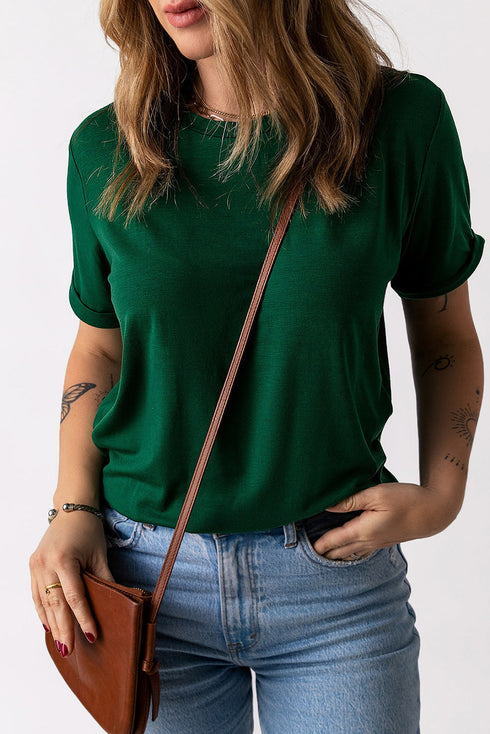 Soft Stretch Crew Neck Short Sleeve Jersey Tee
