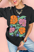 Soft Stretch Floral Graphic Print Crewneck Tee