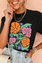 Soft Stretch Floral Graphic Print Crewneck Tee