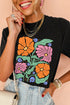 Soft Stretch Floral Graphic Print Crewneck Tee