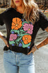 Soft Stretch Floral Graphic Print Crewneck Tee