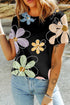 Soft Stretch Floral Print Round Neck Casual Tee
