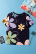 Soft Stretch Floral Print Round Neck Casual Tee