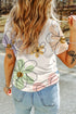 Soft Stretch Floral Print Round Neck Casual Tee