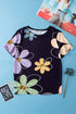 Soft Stretch Floral Print Round Neck Casual Tee