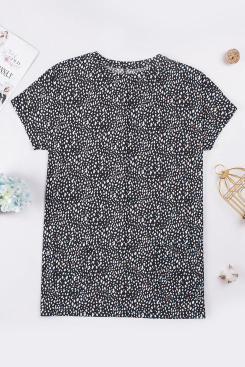Soft Stretch Knit Animal Pattern Tunic Top