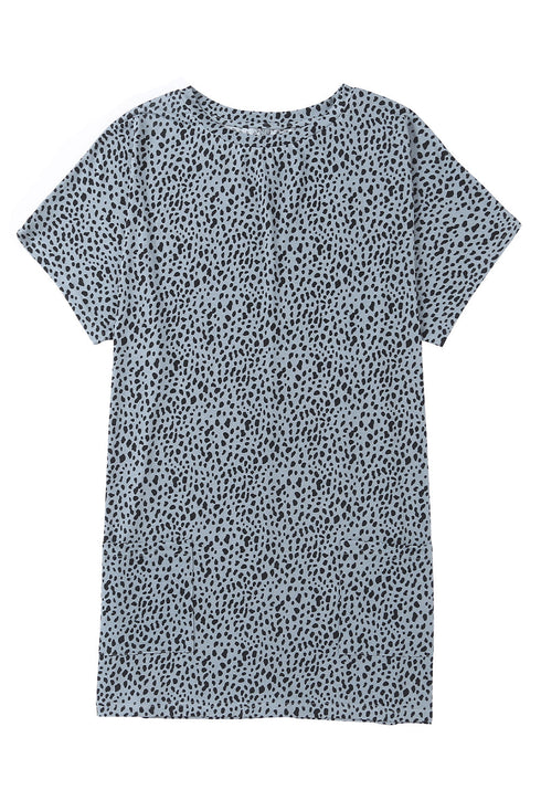 Soft Stretch Knit Animal Pattern Tunic Top