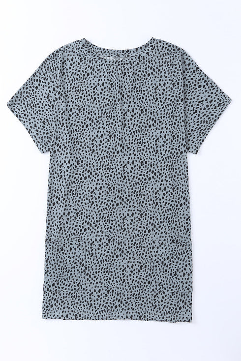 Soft Stretch Knit Animal Pattern Tunic Top