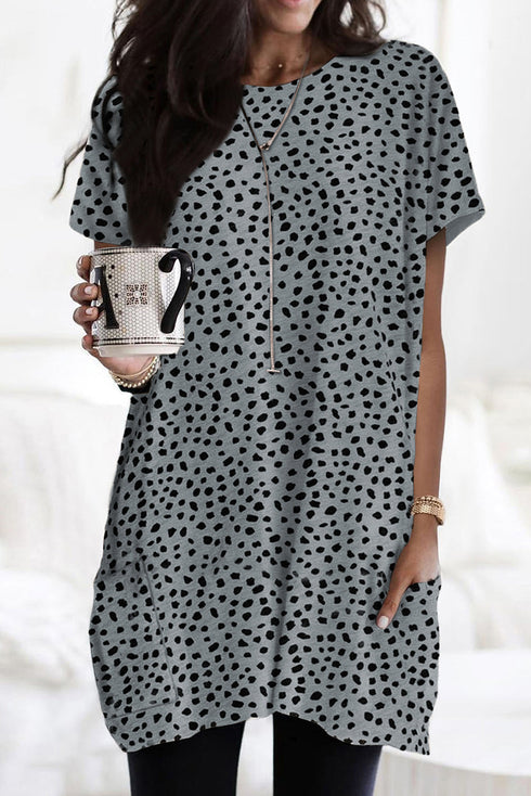 Soft Stretch Knit Animal Pattern Tunic Top