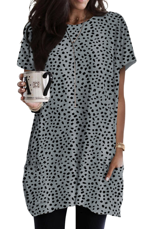 Soft Stretch Knit Animal Pattern Tunic Top