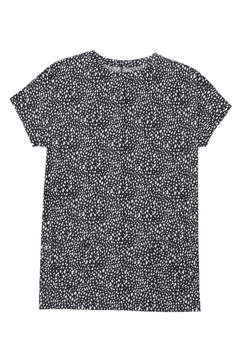 Soft Stretch Knit Animal Pattern Tunic Top