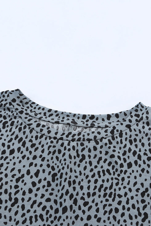 Soft Stretch Knit Animal Pattern Tunic Top
