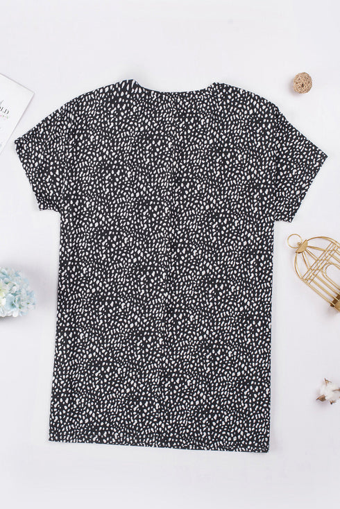 Soft Stretch Knit Animal Pattern Tunic Top