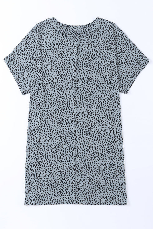Soft Stretch Knit Animal Pattern Tunic Top