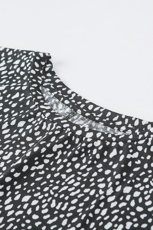 Soft Stretch Knit Animal Pattern Tunic Top