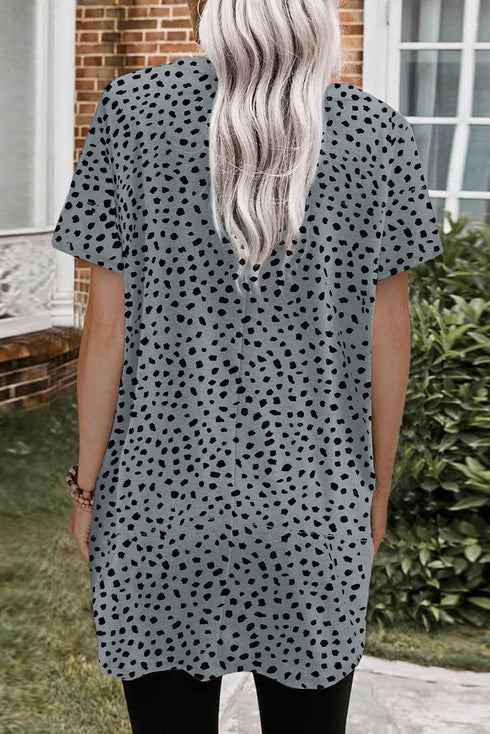Soft Stretch Knit Animal Pattern Tunic Top