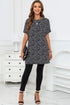 Soft Stretch Knit Animal Pattern Tunic Top