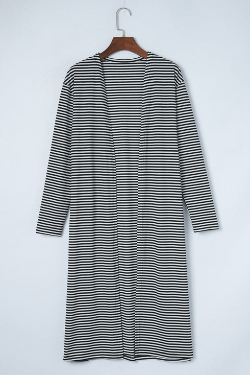 Soft Stretch Knit Striped Long Layering Cardigan