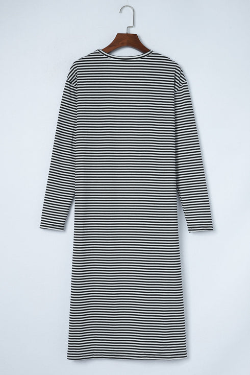 Soft Stretch Knit Striped Long Layering Cardigan