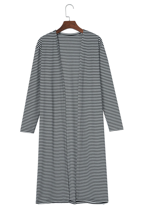 Soft Stretch Knit Striped Long Layering Cardigan
