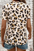 Soft Stretch Leopard Print Round Neck Short Sleeve Tee