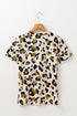 Soft Stretch Leopard Print Round Neck Short Sleeve Tee