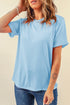 Soft Stretch Solid Crew Neck Rolled Cuff Relaxed Tee