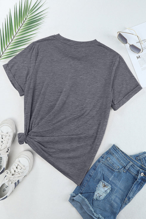 Soft Stretch Solid Crew Neck Rolled Cuff Relaxed Tee