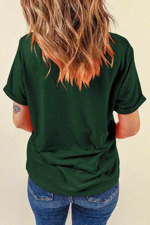 Soft Stretch Solid Crew Neck Rolled Cuff Relaxed Tee