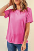 Soft Stretch Solid Crew Neck Rolled Cuff Relaxed Tee