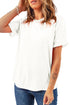 Soft Stretch Solid Crew Neck Rolled Cuff Relaxed Tee