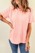 Soft Stretch Solid Crew Neck Rolled Cuff Relaxed Tee