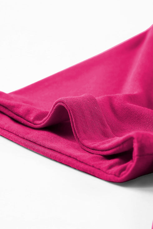 Soft Stretch Solid Crew Neck Rolled Cuff Relaxed Tee