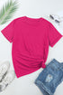 Soft Stretch Solid Crew Neck Rolled Cuff Relaxed Tee