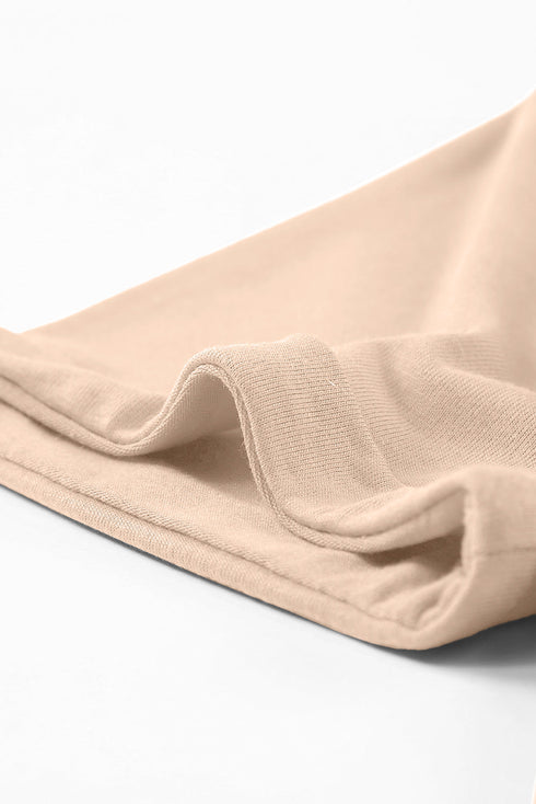 Soft Stretch Solid Crew Neck Rolled Cuff Relaxed Tee