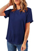 Soft Stretch Solid Crew Neck Rolled Cuff Relaxed Tee