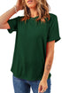 Soft Stretch Solid Crew Neck Rolled Cuff Relaxed Tee