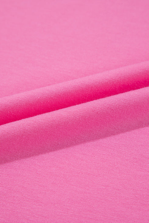 Soft Stretch Solid Crew Neck Rolled Cuff Relaxed Tee