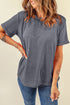 Soft Stretch Solid Crew Neck Rolled Cuff Relaxed Tee