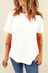 Soft Stretch Solid Crew Neck Rolled Cuff Relaxed Tee