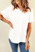 Soft Stretch Solid Crew Neck Rolled Cuff Relaxed Tee
