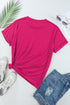 Soft Stretch Solid Crew Neck Rolled Cuff Relaxed Tee