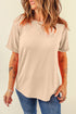 Soft Stretch Solid Crew Neck Rolled Cuff Relaxed Tee